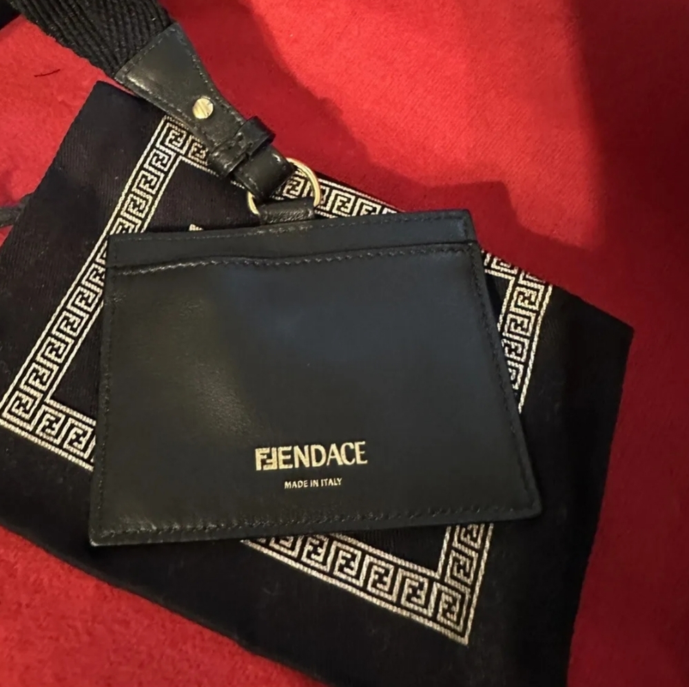 FENDACE Fendi x Versace LANYARD Cardholder Black Leather Card Holder - Picture 5 of 6